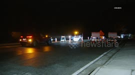 US, Los Angeles: Topanga Canyon Closed During Storm