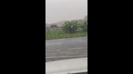 Intense rainfall severely reduces visibility in Tenerife, Spain