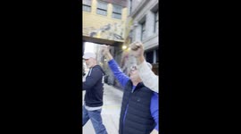 Young Skateboarder Steals Glasses From Trump Supporter Yelling Slurs