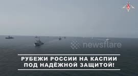Russian Navy conducts combat drills in Caspian Sea