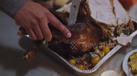 Friends Sharing a Warm Thanksgiving Dinner in Ultra HD