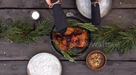 Cozy Friends Gathering for a Thanksgiving Meal in 4K