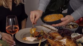 Friends Gathering for a Perfect Thanksgiving Dinner 4K