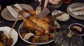 Delicious Turkey and Friends Thanksgiving Celebration 4K