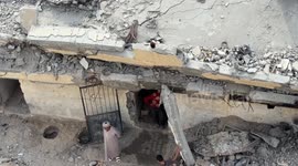 Displaced Palestinian families shelter in ruins of mosque in southern Gaza