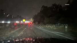 US, Los Angeles: San Fernando Valley Rain On 118 Freeway