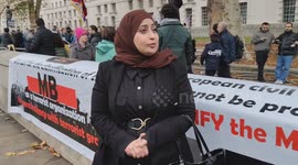 Protestors allege that the Muslim Brotherhood is a terrorist organization and should be classified as a terrorist organization in London, UK