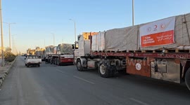 Turkish aid trucks head to Rafah Border Crossing for Gaza