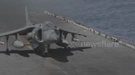 US: Harrier Jets Conduct Live Bombing Exercise From USS Iwo Jima In Caribbean Sea