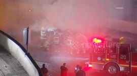 US, Los Angeles: Baldwin Park Driver And 2 Dogs Rescued From Burning Vehicle With Sound On Tape