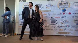 James Stewart and Ada Nicodemou attend the Focus On Ability Short Film Festival red carpet, Sydney, Australia