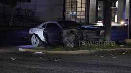 US, Bakersfield: Bakersfield Vehicle Crash Severs Power Pole On White Lane