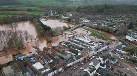 Drone footage shows Monmouth flooding after Storm Claudia