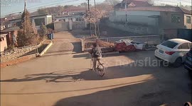 Bicycle accident on small bridge in Liaoning, China