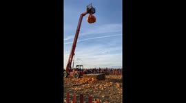 Giant pumpkin explodes at Cherry Crest Farm in Pennsylvania, USA