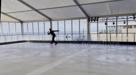 Dancing on ice star Mark Hanretty performs for the opening of Cornwall first beachside Ice Rink at Watergate Bay