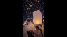 Floating lantern mishap during festival in Chiang Mai, Thailand