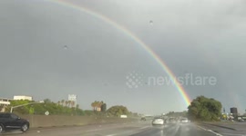 US: Double Rainbow Stuns Drivers As Los Angeles Lights Up After Rare Rainstorm