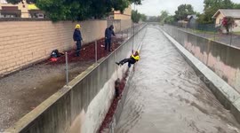 US: Firefighters Save Man Swept A Mile Downstream In Buena Park Channel