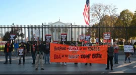 Demonstrators gather outside White House to protest President Trump