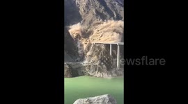 China: A newly built section of the 758-m Hongqi bridge in Sichuan, China, partially collapsed after landslides caused by worsening mountainside conditions