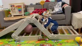 10-Month-Old Masters the Slide Like a Pro! 