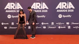 Evelyn Ellis and Duncan James arrive on the red carpet for the 2025 ARIA Awards, Sydney, Australia