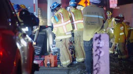 US, Los Angeles: Downey Driver Trapped In Car Under Semi-Trailer On Northbound 5 Freeway