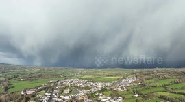 First cold snap of the uk winter season - drone captures amazing snow curtains falling - nov 19th 2025
