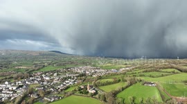 Drone captures wall of snow engulfing Northern Ireland countryside as cold snap grips UK