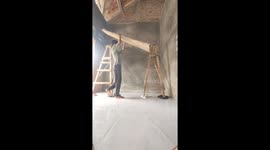 Man falls from makeshift scaffold while working in Banyumas, Indonesia