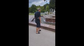 Man falls into fountain while testing depth in Manila, Philippines