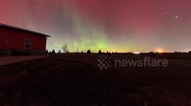 Northern lights time-lapse display in St. Clair, Ontario, Canada