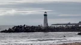 Calm Seabright Beach moments before an incoming storm in California, USA