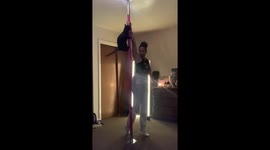 Diva Cat Pole-Dancing With Her Owner