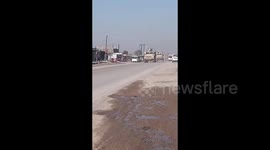 Syria: A military patrol affiliated with the international coalition is patrolling areas in the eastern countryside of Raqqah under the control of the SDF militia