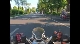 Close call involving scooter rider at a pedestrian crossing in Guangxi, China