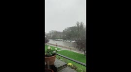 Heavy snowfall blankets Twickenham, London, UK