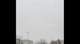 Snowfall creates winter scene in Bermondsey, London, UK