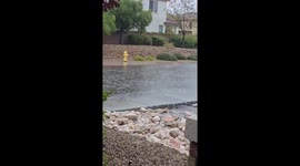 Sudden street flooding after brief rainfall in Las Vegas, Nevada