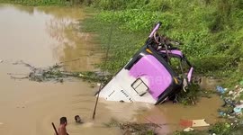 Bus crashes into river leaving 13 passengers dead in Cambodia