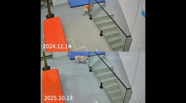 Dog slips on stairs for a second time in Anhui, China