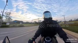 The Biker was Ejected in a Turn Crash