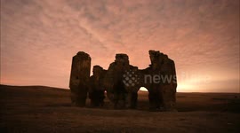 TIMELAPSE - Türkiye's Ucayak Byzantine Church illuminated by starry night