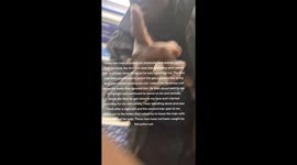 Man punches Tube window next to woman’s head while friend spits at her