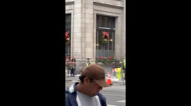 The cast of Jumanji 3 — including Dwayne “The Rock” Johnson, Jack Black, Kevin Hart, and Alex Wolff — were filming on a Christmas-themed set in downtown Los Angeles today.