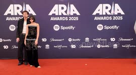 Sarah Ellen and Josh Kemper arrive on the red carpet for the 2025 ARIA Awards, Sydney, Australia