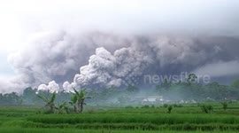 Eruption Mount Semeru in East Java, Indonesia