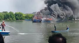 Massive Fire Engulfs Boats in Kollam, Rescue Operation Underway