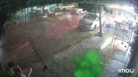 Cambodia tornado uproots trees and sweeps debris across homes